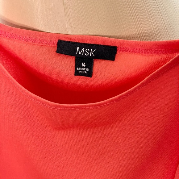 MSK Short Sleeve Ruffle Front Polka Dot Dress with slip Size 14 NWOT - Picture 7 of 10